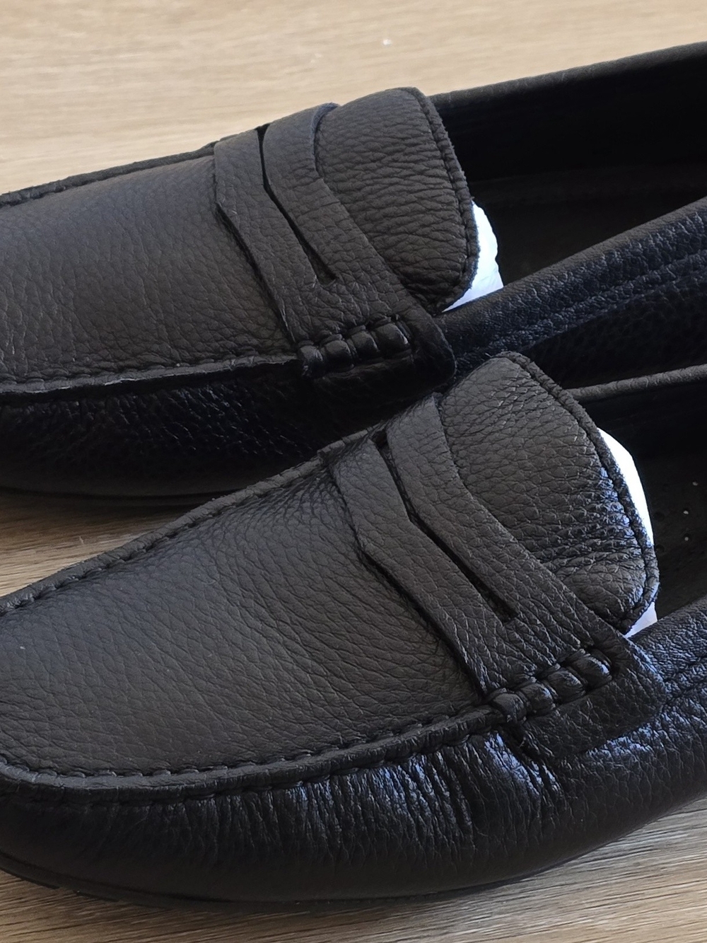 NEW PabDer Donna Black Leather Penny Loafers, Women's EU Size 40 View 2